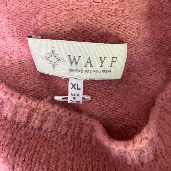 NWT‎ WAYF Pink Crew Neck Wool Mix Tie Sweater - Picture 4 of 7